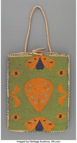 70238: A Plateau Pictorial Beaded Hide Flat Bag hide,