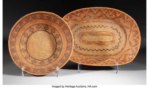 70156: Two California Coiled Bowls c. 1900 sumac, dev