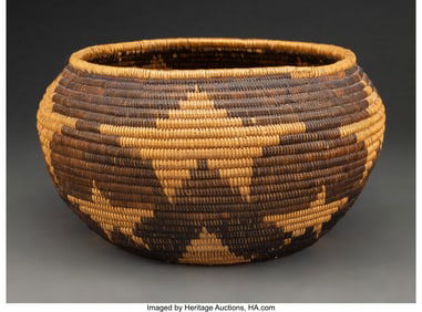 70157: A Cahuilla Mission Coiled Bowl c. 1920 willow,