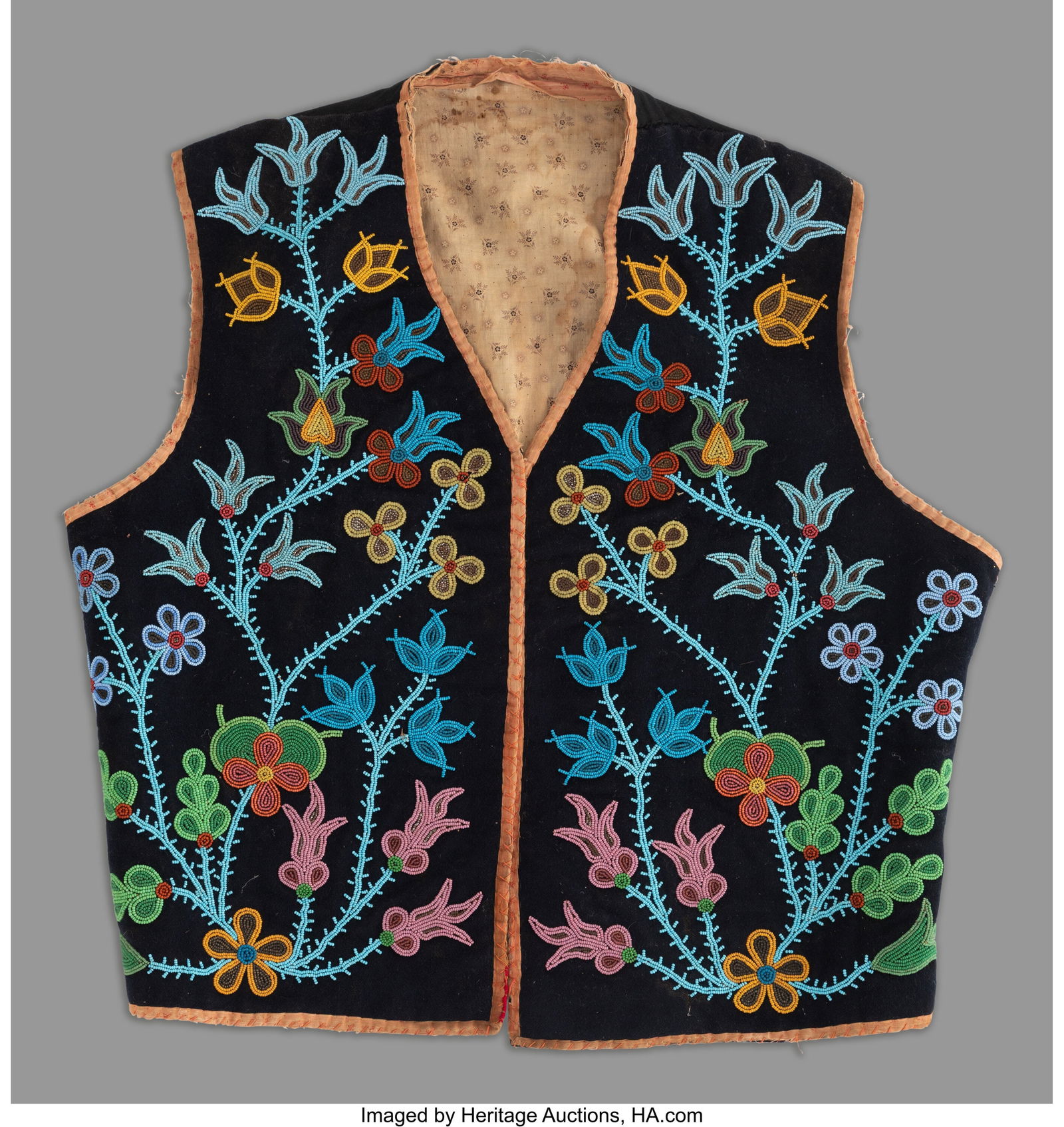 A Chippewa Beaded Cloth Vest  c. 1900  wool trad (1 of 2)