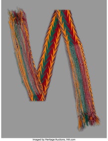70162: An Osage Hand-woven Sash c. 1900 wool, glass s