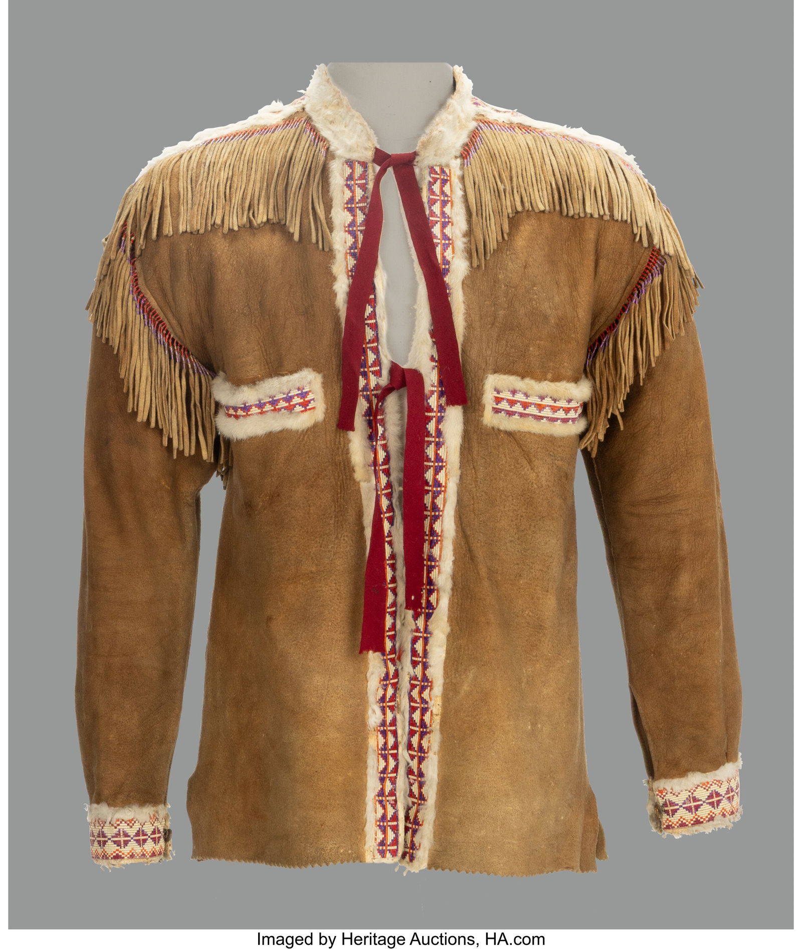 A Cree Quilled Hide Jacket  c. 1900  hide, natur (1 of 2)