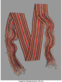 70248: A Northeastern Finger-woven Assumption Sash c.