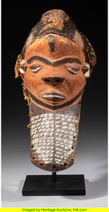 70341&colon; A Pende Mask&comma; mbuya giwoyo or kiwoyo  Kimbuze vi: A Pende Mask&comma; mbuya giwoyo or kiwoyo Kimbuze village&comma; Democratic Republic of Congo&comma; collected c&period; 1930s Wood&comma; natural earth pigments&comma; fiber headdress&period; Proven