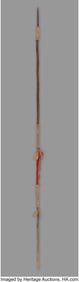 70167: A Plains Lance c. 1865 wood, hide, red wool tr