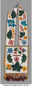 70254: A Chippewa Beaded Bandolier Bag c. 1900 velvet