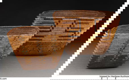 70256: Two Northwest Coast Imbricated Baskets c. 1890