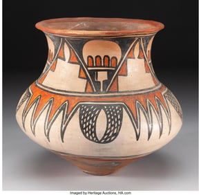 70080: A San Ildefonso Polychrome Jar c. 1900 clay, p