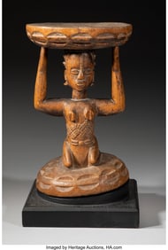 70347: A Luba Stool by Kiloko Basungu village, Democra