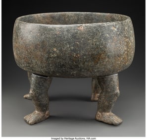 70272: A Xochipala Stone Bowl with Four Separately Carv