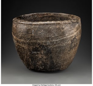 70095: A Chumash Stone Bowl c. 19th century carved st