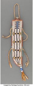 70181: A Cheyenne Beaded Hide Knife Sheath and Knife c