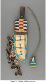 70182: A Cheyenne Beaded Buffalo Hide Knife Sheath and