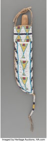 70183: A Cheyenne Beaded Hide Knife Sheath and Knife c