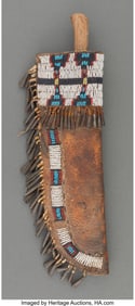 70184: A Cheyenne Beaded Leather Knife Sheath and Knife