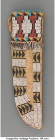 70185: A Cheyenne Beaded Hide Knife Sheath c. 1880 h