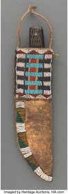 70186: A Cheyenne Beaded Buffalo Hide Knife Sheath and