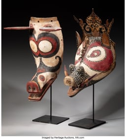 70361: Two Dayak Masks Borneo, Indonesia, 20th century