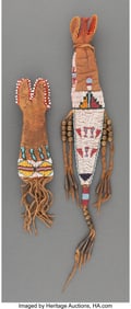 70191: Two Cheyenne Beaded Hide Pouches c. 1875 inclu