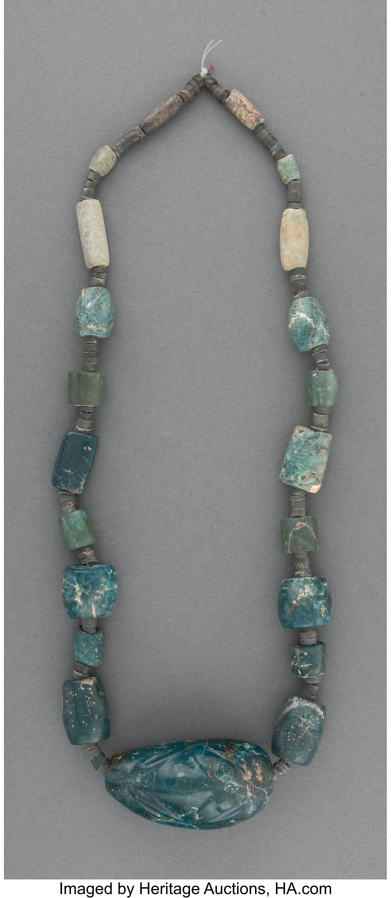 A Necklace with Large Jade Beads and Frog Pendan (1 of 1)