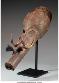 70369: A Dayak Boar Head Mask Borneo, Indonesia, 20th