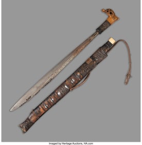 70374: A Dayak Sword in Sheath Borneo, Indonesia, 19th