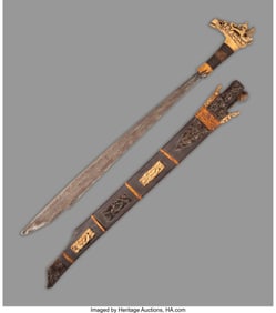 70376: A Dayak Sword in Sheath Borneo, Indonesia, 19th