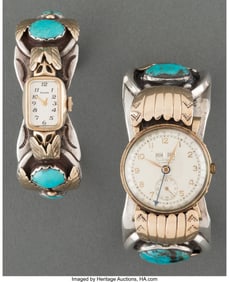 70389: Two Navajo Watch Bands the smaller example sta