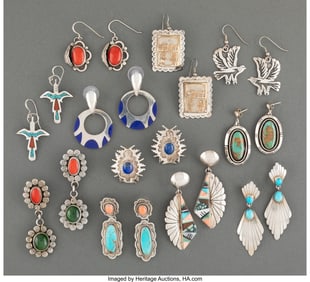 70390: Eleven Pairs of Southwest Earrings Lengths: ra