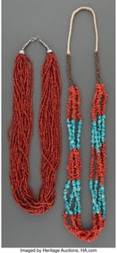 70392: Two Southwest Style Necklaces silver, turquois