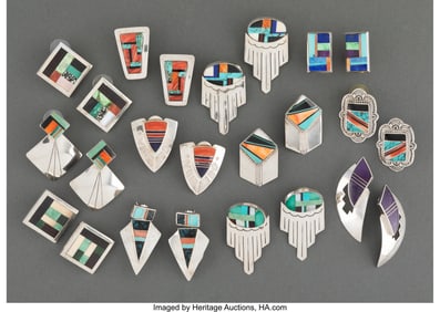 70405: Twelve Pairs of Southwest Style Earrings Heigh