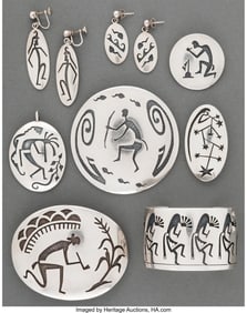 70408: Eight Hopi Jewelry Items including two pairs o