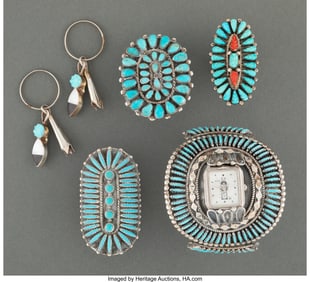 70411: Five Southwest Jewelry Items including a pair