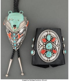 70414: Two Southwest Jewelry Items including a bolo t