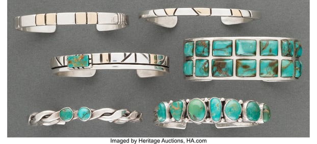 70416: Six Southwest Bracelets with stamps: (Gilo or
