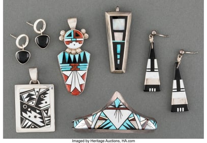 70418: Six Southwest Jewelry Items including two pair