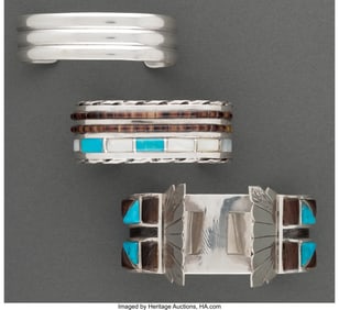 70420: Three Southwest Cuff Bracelets c. 1995 one, a