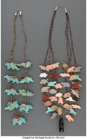 70425: Two Southwest Fetish Necklaces one stamped RU