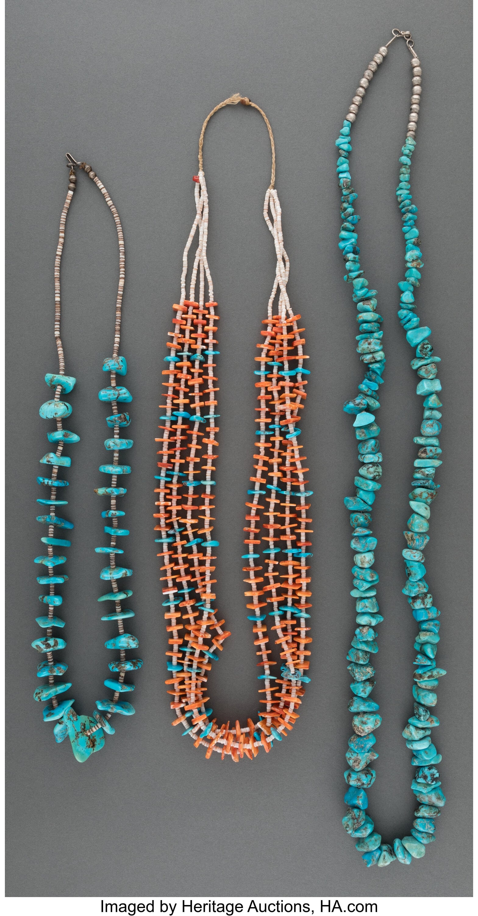 Three Pueblo Necklaces   silver, turquoise, spin (1 of 1)