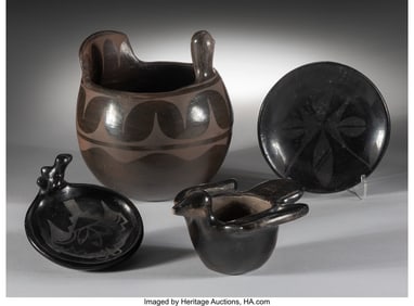 70431: Four Southwest Brown/Blackware Pottery Vessels