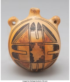 70434: A Hopi Polychrome Canteen c. 1945 with old ta