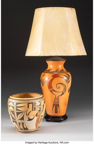 70435: Two Hopi Polychrome Pottery Items c. 1945 incl