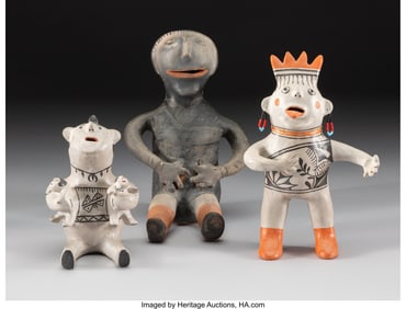 70443: Three Cochiti Polychrome Figures the standing