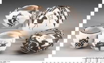 70450&colon; Five Acoma Black-on-White Jars   c&period; 1965 - 1981 