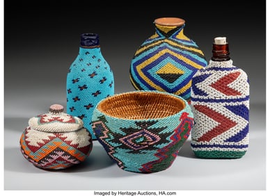 70469: Five West Coast Beaded Items c. 1930 includin