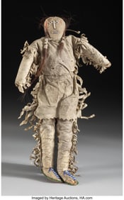 70472: A Cheyenne Beaded Hide Male Doll c. 1890 hide