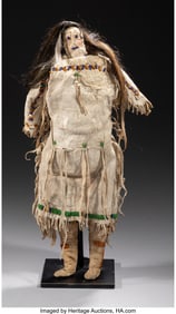 70473: A Plains Beaded Hide Female Doll c. 1890 hide
