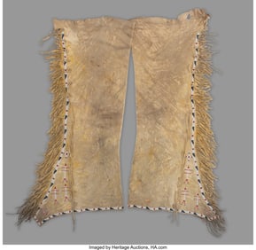 70475: A Pair of Plains Beaded Hide Leggings Provenan