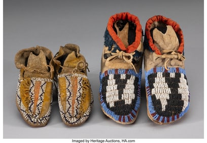 70479: Two Pairs of Plains/Plateau Child's Beaded Hide