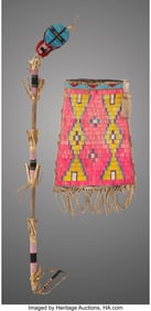 70480: Two Sioux Beaded / Quilled Hide Items c. 1900